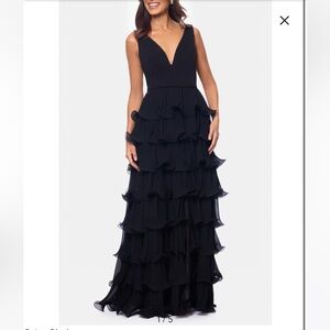 Betsy & Adam Black Tiered Ruffle Dress, Size 8